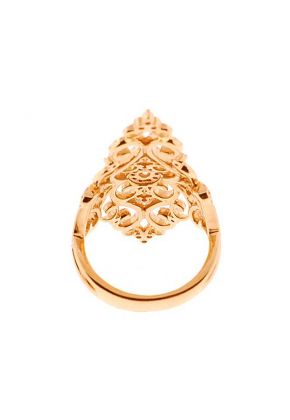 Marquise Shaped Antique Style Ring with Diamonds and Solid 18K Yellow Gold Following a Delicate Filigree Design