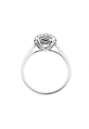 Halo Style Right Hand Fashion Ring with Cluster of Marquise, Princess Cut, and Round Diamonds Set in 18K White Gold