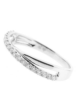 Crossover Band with Prong-Set Round Diamonds Set in 18k White Gold