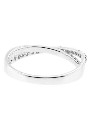 Crossover Band with Prong-Set Round Diamonds Set in 18k White Gold