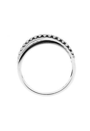 Crossover Band with Prong-Set Round Diamonds Set in 18k White Gold