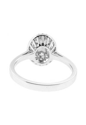 Halo Style Right Hand Fashion Ring with an Oval Cluster of Diamonds Set in 18K White Gold