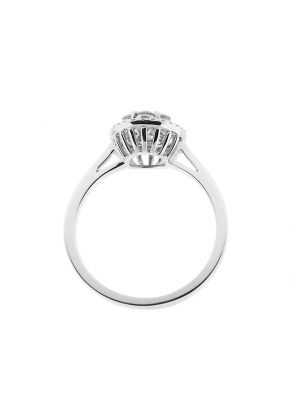 Halo Style Right Hand Fashion Ring with an Oval Cluster of Diamonds Set in 18K White Gold