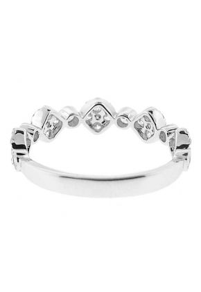Combination Set Band with Prong Set Clusters of Diamonds and Bezel Set Diamonds in 18k White Gold