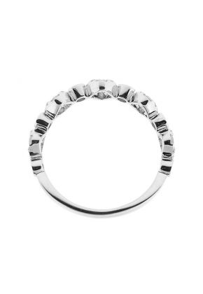 Combination Set Band with Prong Set Clusters of Diamonds and Bezel Set Diamonds in 18k White Gold