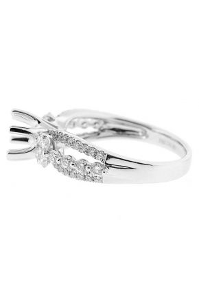 Flower Cluster in Center of Split Shank Diamond Semi Mount Engagement Ring Setting