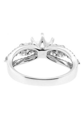 Flower Cluster in Center of Split Shank Diamond Semi Mount Engagement Ring Setting
