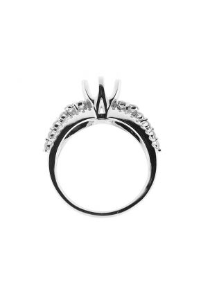 Flower Cluster in Center of Split Shank Diamond Semi Mount Engagement Ring Setting