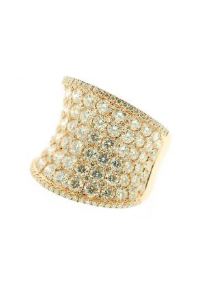 Curved Cocktail Ring with Pav?? Set Diamonds in 18K Yellow Gold