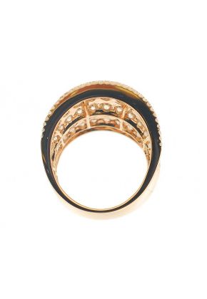 Curved Cocktail Ring with Pav?? Set Diamonds in 18K Yellow Gold