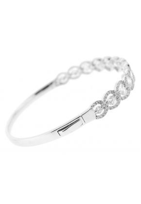 Diamond Bangle with Braided Design in 18k White Gold