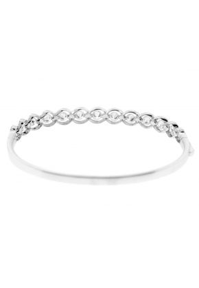 Diamond Bangle with Braided Design in 18k White Gold