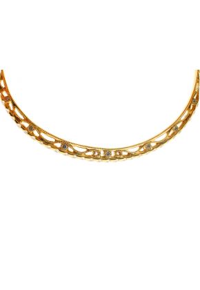 Curved Bangle with Round Diamonds in 18k Yellow Gold