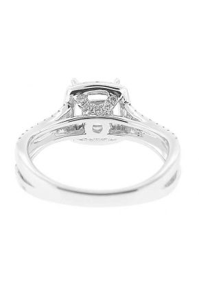 Square Halo, Waved Split Shank Diamond Semi Mount Engagement Ring Setting