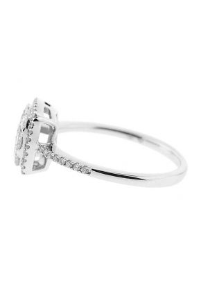 Right Hand Fashion Ring with Square Cluster of Diamonds Set in 18K White Gold