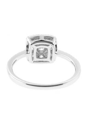 Right Hand Fashion Ring with Square Cluster of Diamonds Set in 18K White Gold