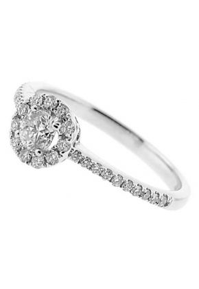 Halo Round Thin Shank Diamond Engagment Ring Setting