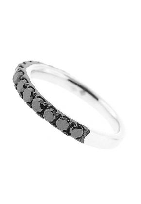 Single Row Band with Round Black Diamonds Set in 18k White Gold
