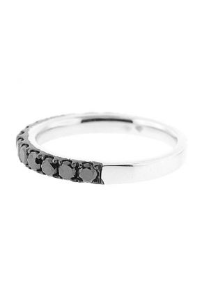 Single Row Band with Round Black Diamonds Set in 18k White Gold