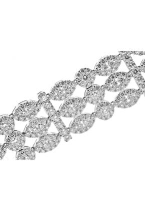 Diamond Bracelet with Marquise and Round Shapes Separated by Bars in 18k White Gold