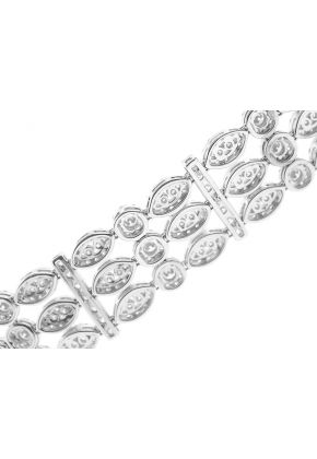 Diamond Bracelet with Marquise and Round Shapes Separated by Bars in 18k White Gold