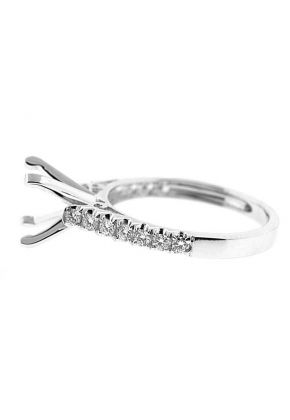 Thin Micro Prong Set Diamond Semi Mount Engagment Ring Setting