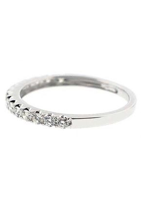 Single Row Micro-Prong Set Band with Round Diamonds in 18k White Gold