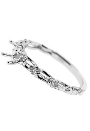 Delicate Look Open Design Diamond Semi Mount Engagement Ring