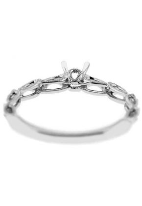 Delicate Look Open Design Diamond Semi Mount Engagement Ring
