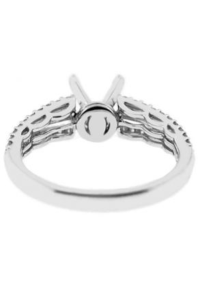 Two Row Slight Split Shank Diamond Semi Mount Engagement Ring Setting in 18k White Gold