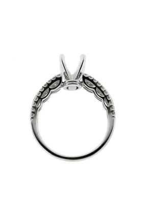 Two Row Slight Split Shank Diamond Semi Mount Engagement Ring Setting in 18k White Gold