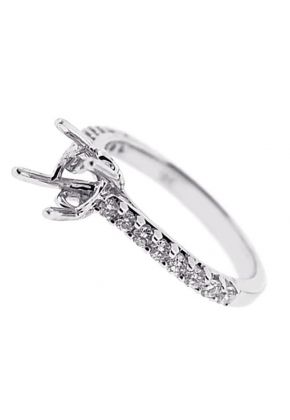 Thin Slight Graduating Diamond Semi Mount Engagement Ring Setting in 18k White Gold