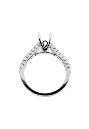 Thin Slight Graduating Diamond Semi Mount Engagement Ring Setting in 18k White Gold