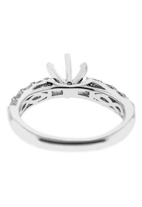Rounded Micro Prong and Channel Set Diamond Semi Mount Engagement Ring Setting in 18k White Gold