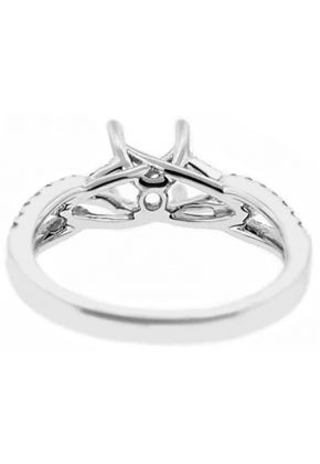 V Shape and Split Shank Diamond Semi Mount Engagement Ring Setting in 18k White Gold