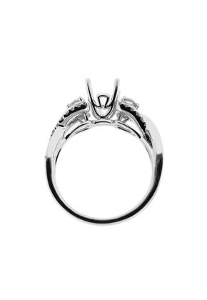 Twisted Split Shank 3 Stone Look Diamond Semi Mount Engagement Ring in 18k White Gold
