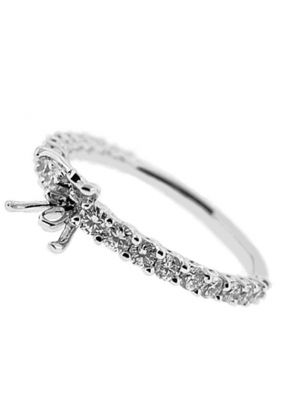 Single Row Thin Semi Mount Engagement Ring in 18k White Gold