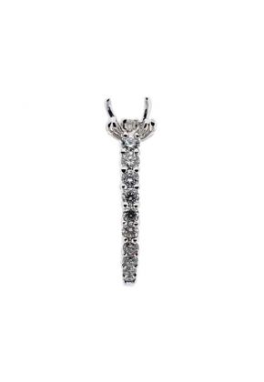 Single Row Thin Semi Mount Engagement Ring in 18k White Gold