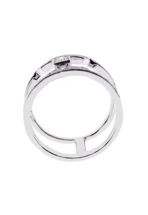 Trendy Statement Mid Finger Ring with Diamonds Set in 18K White Gold
