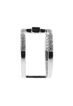 Trendy Statement Mid Finger Ring with Diamonds Set in 18K White Gold