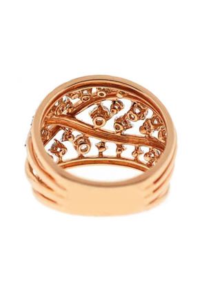 Overlapping Crossover Style Cocktail Statement Ring with Diamonds Set in 18K Rose Gold
