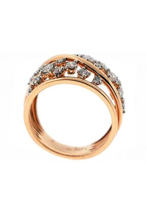 Overlapping Crossover Style Cocktail Statement Ring with Diamonds Set in 18K Rose Gold