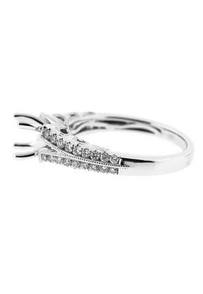 Split Shank Diamonds with Miligrain and Bow Design Sides Semi Mount Engagement Ring