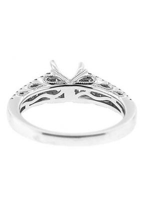 Split Shank Diamonds with Miligrain and Bow Design Sides Semi Mount Engagement Ring