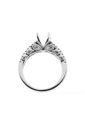 Split Shank Diamonds with Miligrain and Bow Design Sides Semi Mount Engagement Ring