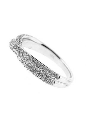 Crossover Band with Pav?? Set Round Diamonds in 18k White Gold