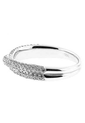 Crossover Band with Pav?? Set Round Diamonds in 18k White Gold