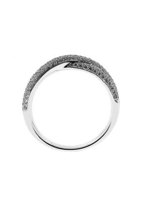 Crossover Band with Pav?? Set Round Diamonds in 18k White Gold
