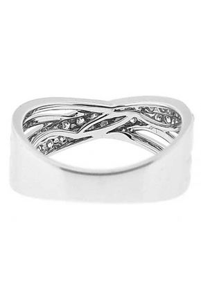 Crossover Right Hand Fashion Ring with Pav?? Set Diamonds Overlapping 18K White Gold
