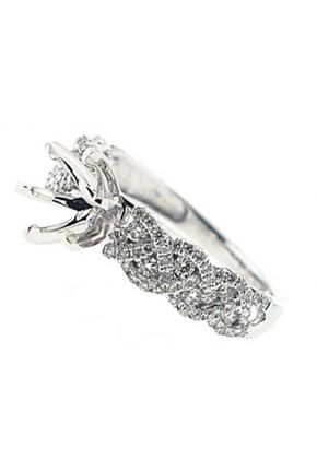 Braided Diamond Semi Mount Engagement Ring in 18k Whte Gold